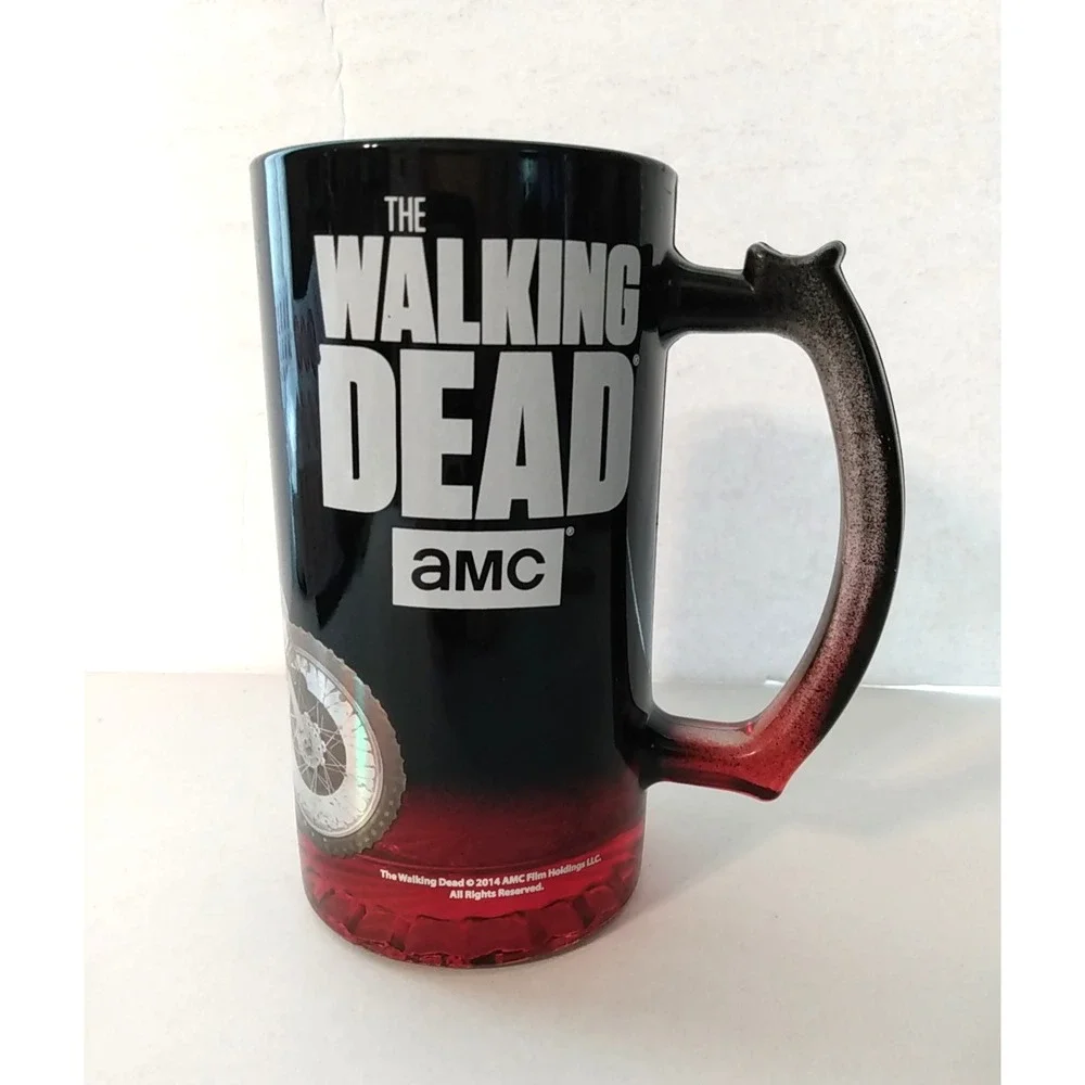 The Walking Dead Daryl Dixon AMC 2014 Black Red Fade Foil Beer Mug Stein 6